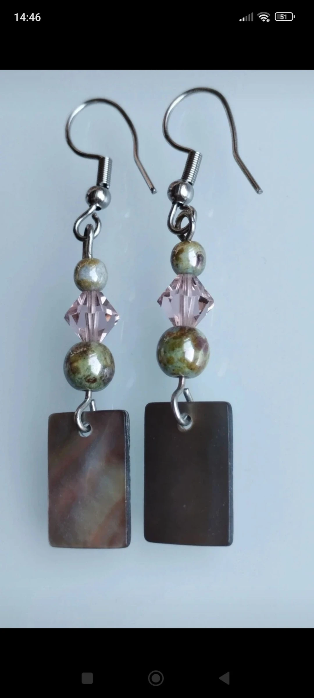 🌪️🌟🟢Beautiful and Elegant Handmade Mother-of-Pearl Earrings with Swarovski Crystal and River Pearls🟢🌟🌪️ – photo 3